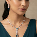 Emerald Blue Elegance Rose Gold Necklace Set
