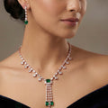 Emerald Green Elegance Rose Gold Necklace Set