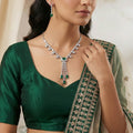 Emerald Green Elegance Rhodium Plated Necklace Set