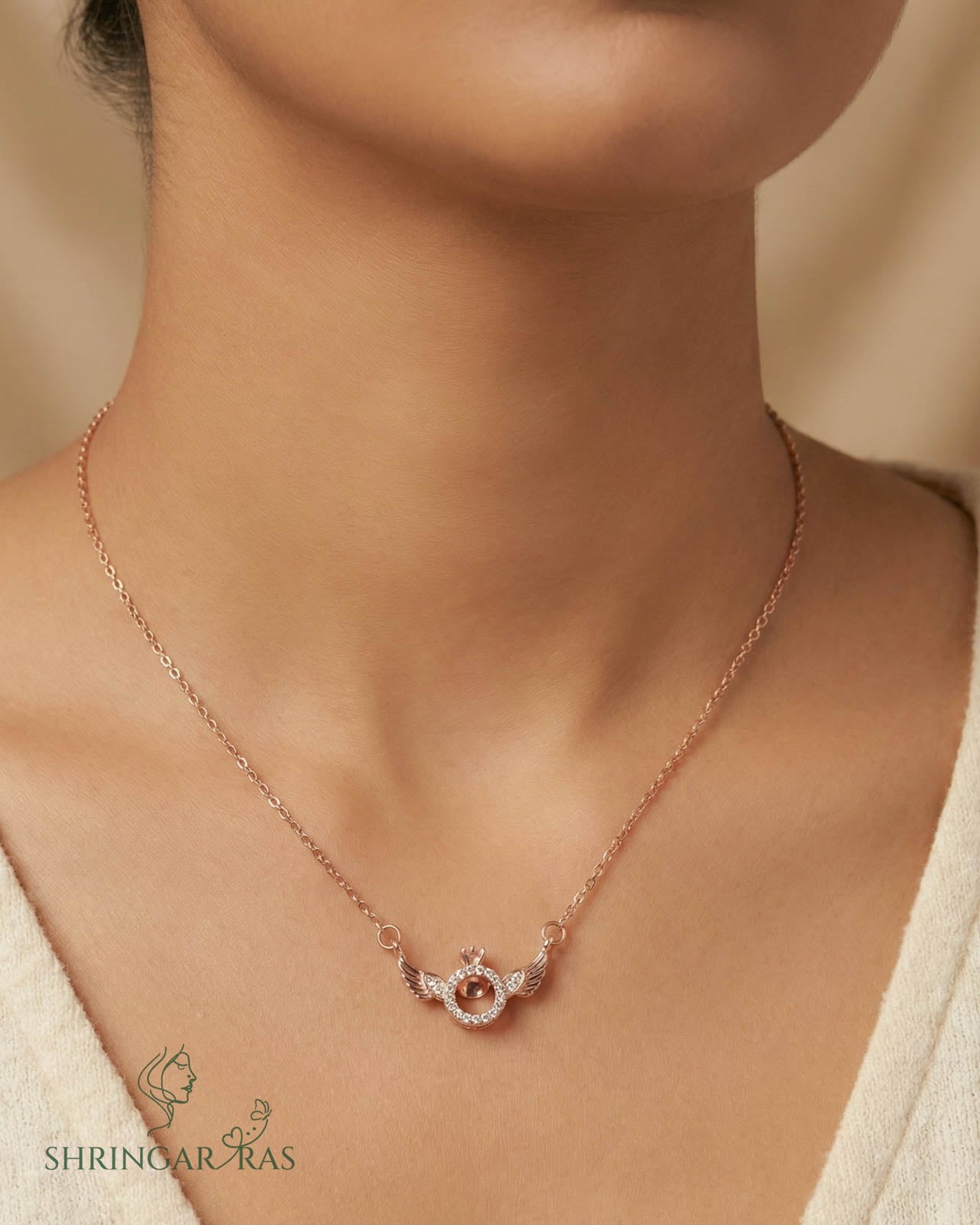 Angle Wing Pendant Chain Necklace