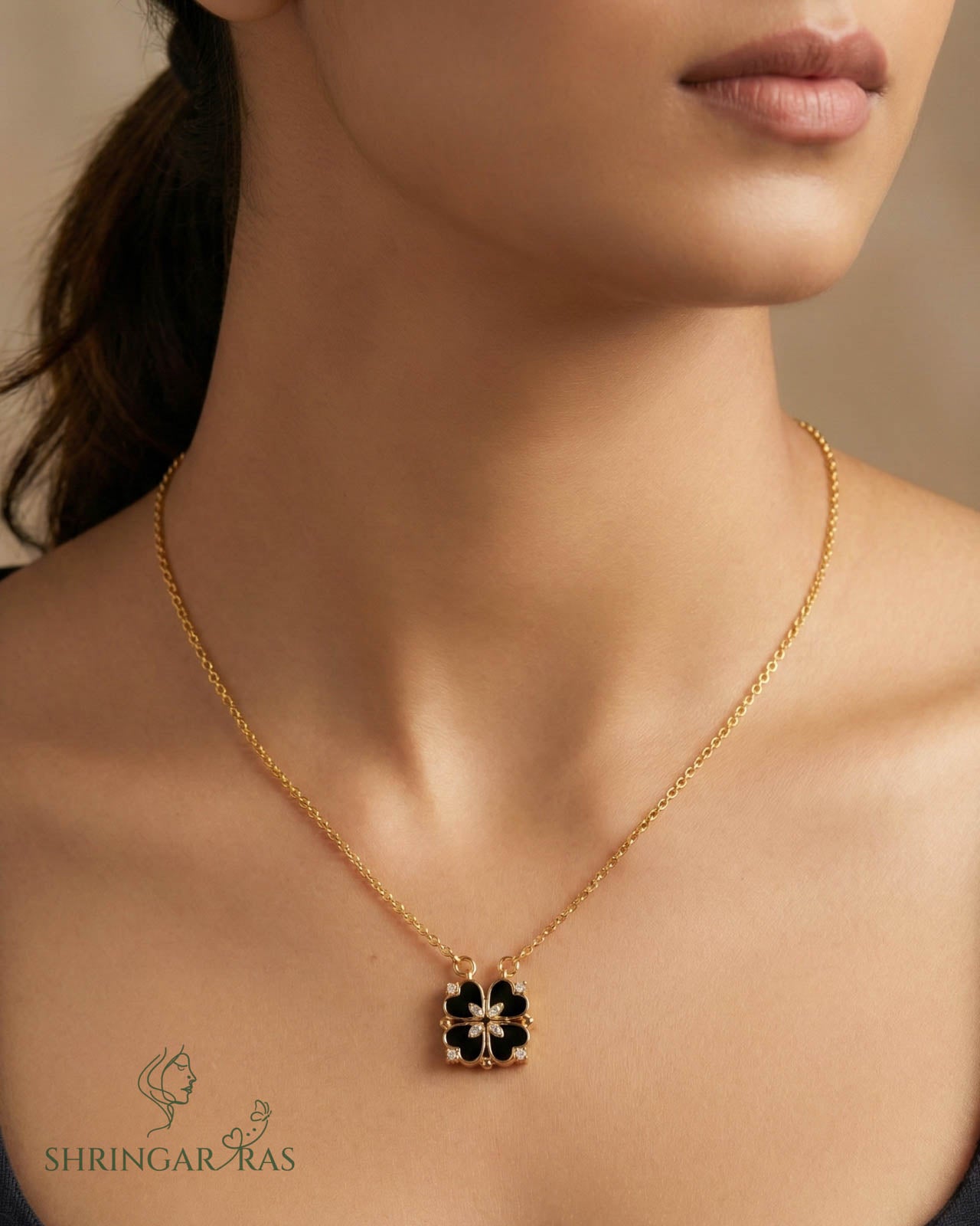 Expandable Black Heart Magnetic Pendant with Chain