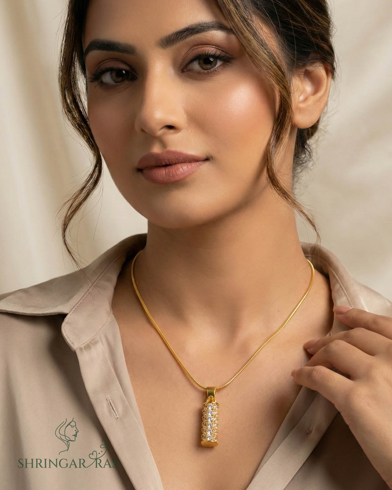 Cylinder Pendant Anti Tarnish Necklace