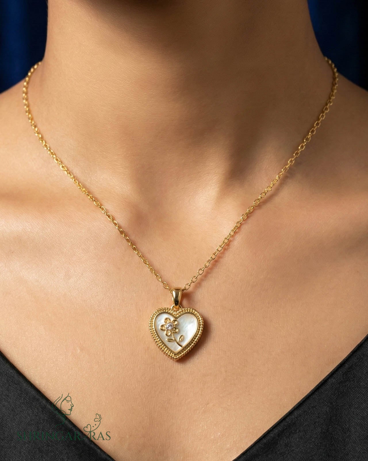 Heart Rose Pendant Anti Tarnish Necklace