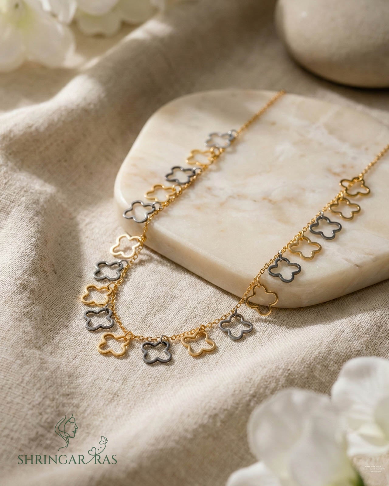 Flower Waterdroplet Charm Anti Tarnish Necklace