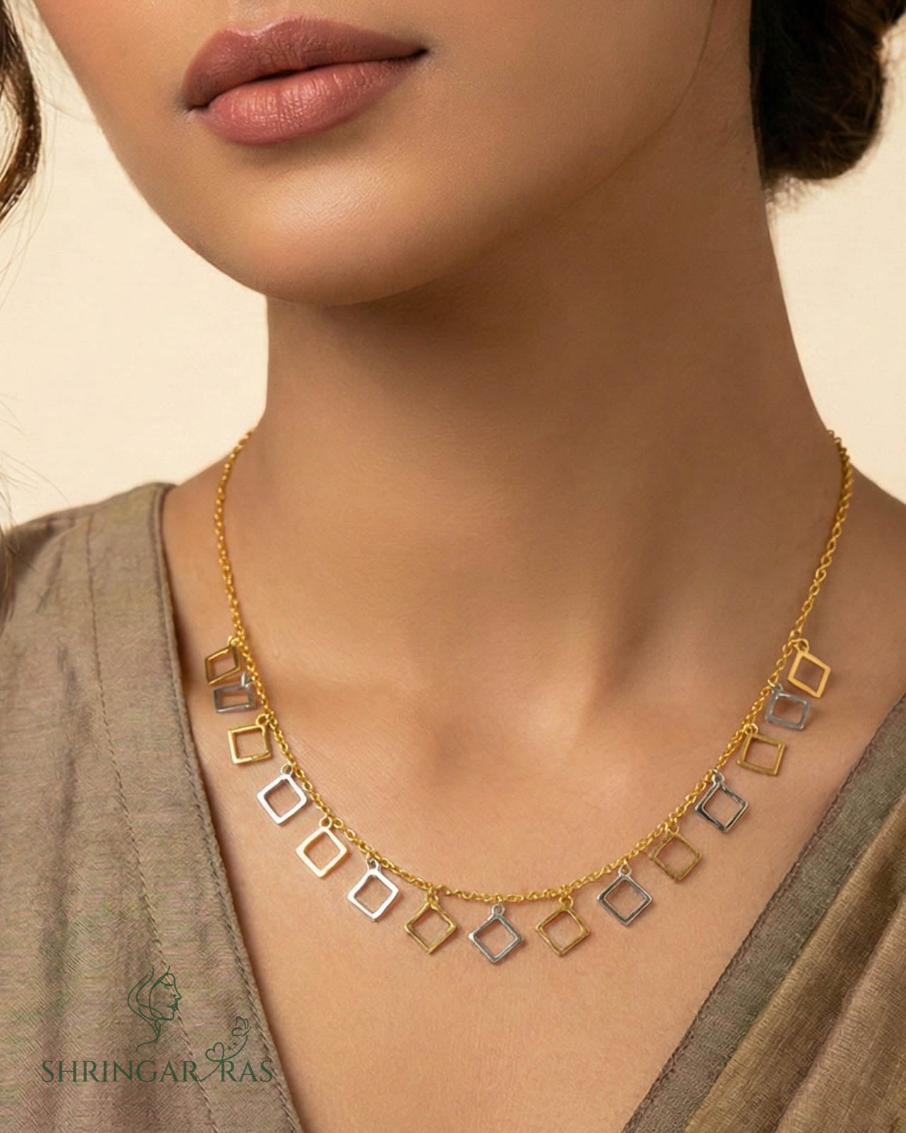 Square Waterdroplet Charm Anti Tarnish Necklace
