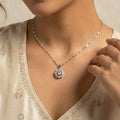 Flower with Dancing Diamond Silver Charm Anti Tarnish Necklace